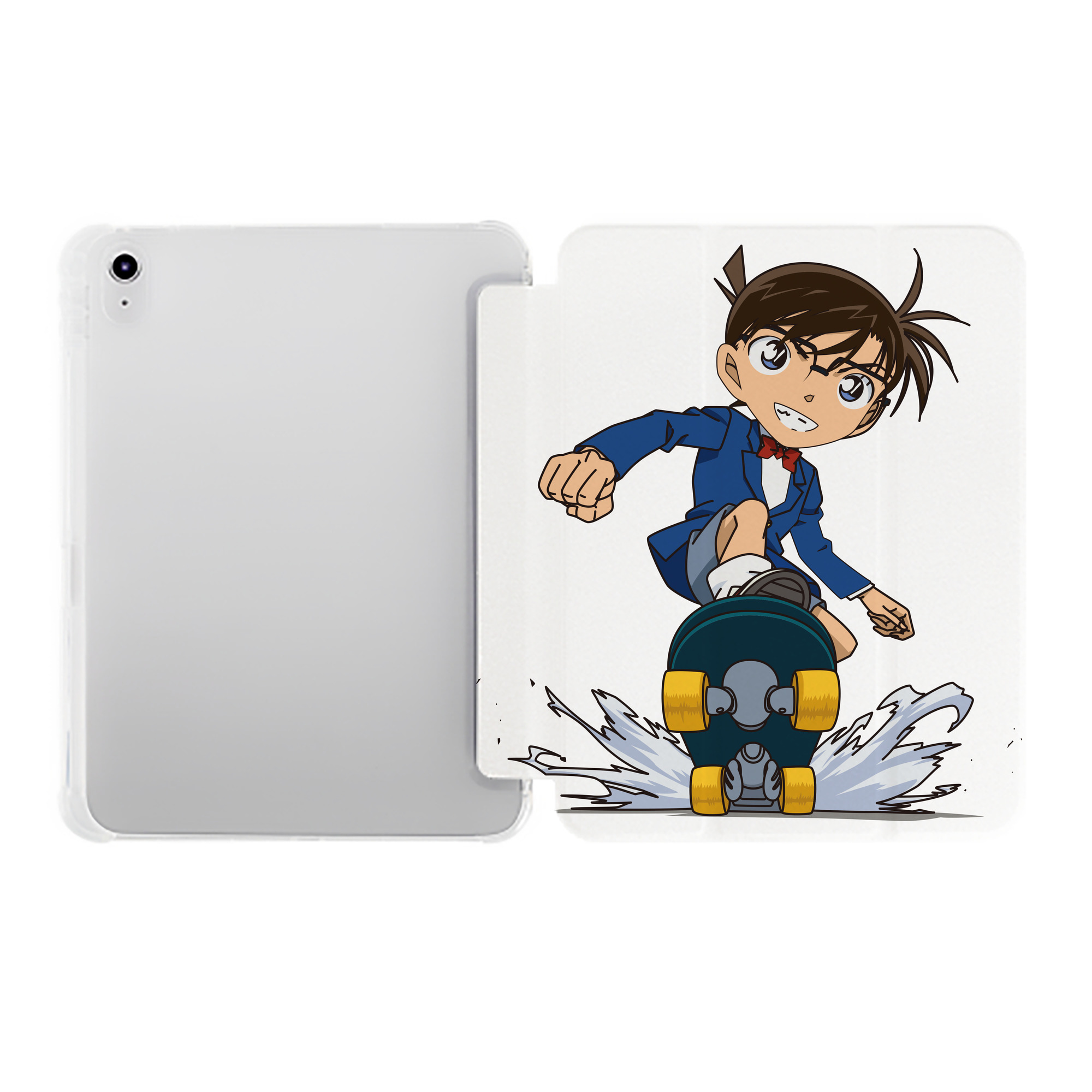 （画像用） 名探偵コナン 江戸川 コナン Detective Conan Conan Edogawa IPad ケース ペン収納付き 三つ折りスタンド PUレザー×シリコン 対応機種9.5/10.5/10.9インチ